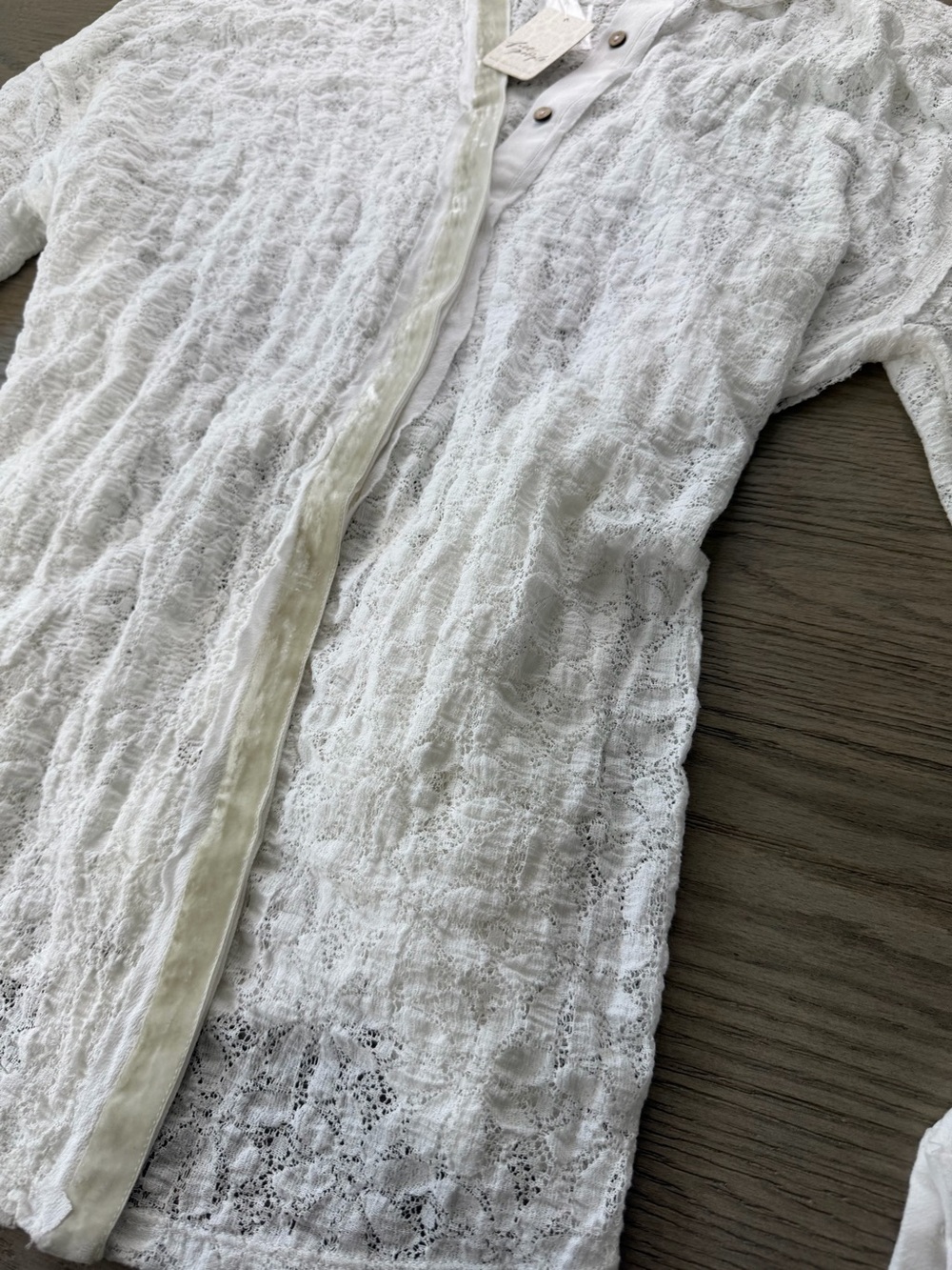 Free People Must Have Tunic M White Sheer Lace Button Front Tie Back Top NWT - Picture 8 of 12